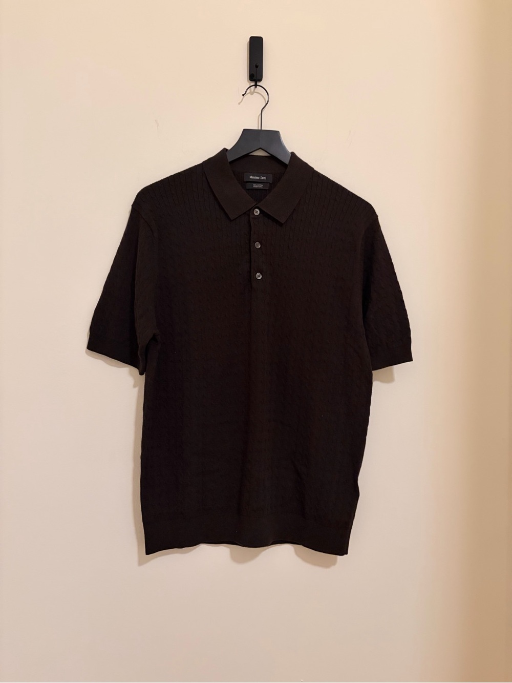 Massimo Dutti Black Short-Sleeve Polo Sweater